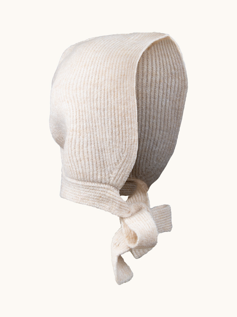 Beanie with binding 100% wool beige image 2