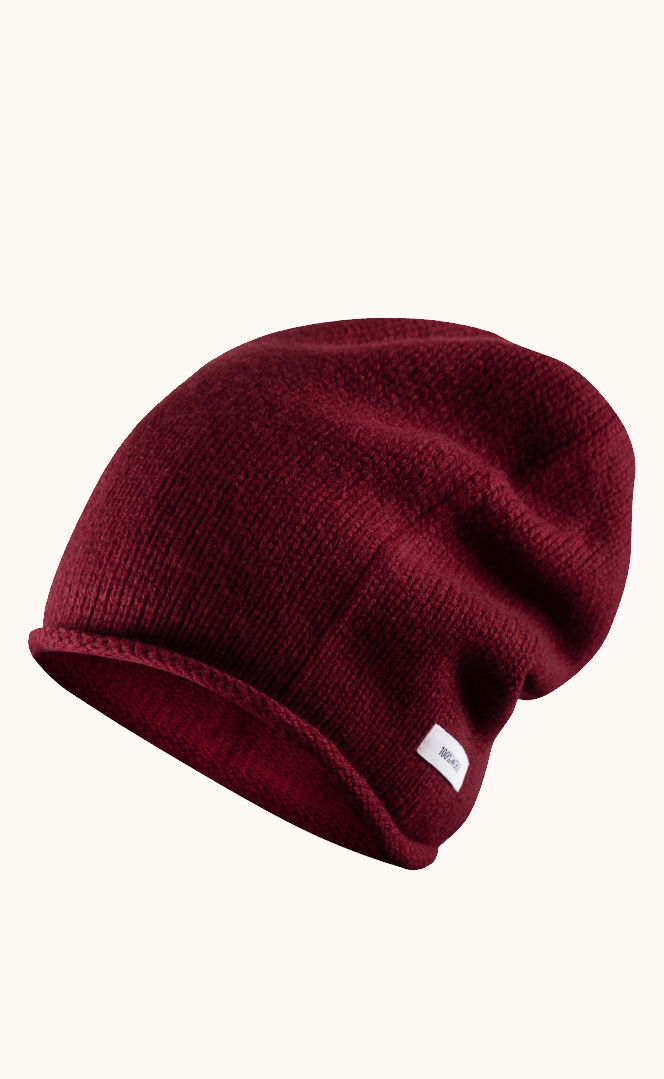 Wool cap with curled brim burgundy smurfette image 1