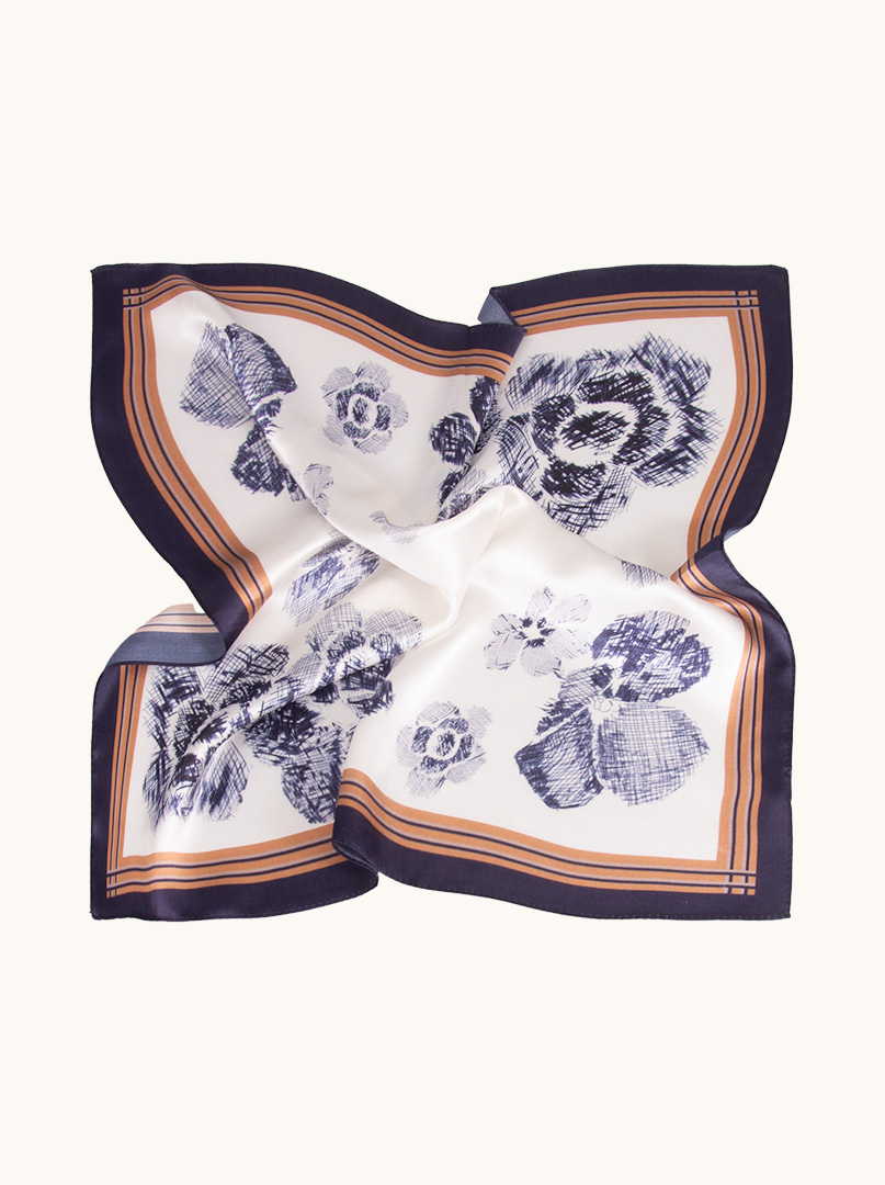 Small floral silk gavroche scarf 53x53 cm image 2