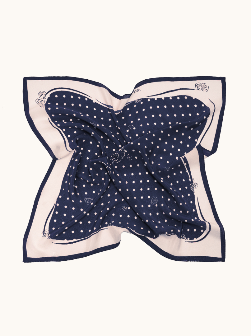Black silk scarf with geometric patterns 68cm x 68cm image 3