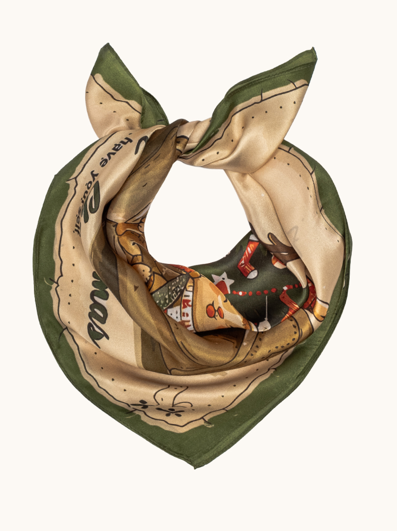 Small women's silk scarf with herringbone pattern, 53 cm x 53 cm image 2