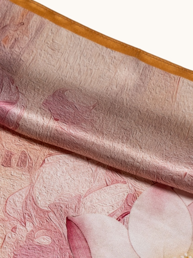 Brown silk scarf with geometric patterns 68cm x 68cm image 4
