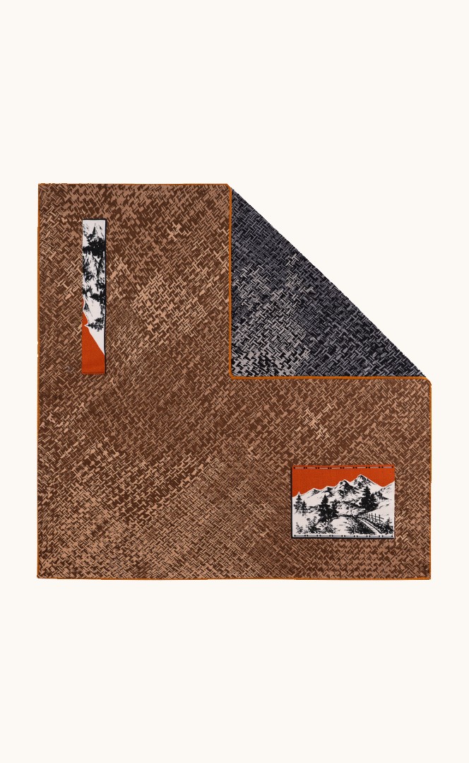 Wool and silk scarf with graphic motif 65x65 cm image 1