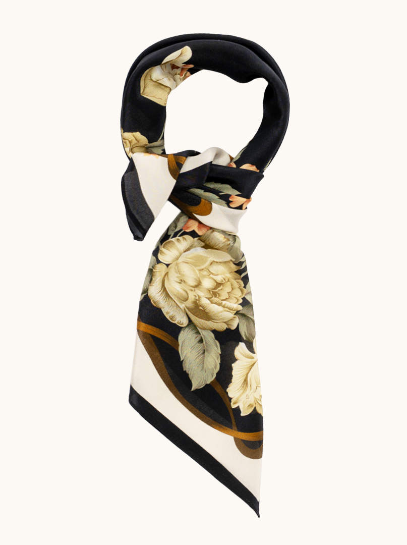 Small women's silk scarf with herringbone pattern, 53 cm x 53 cm image 1