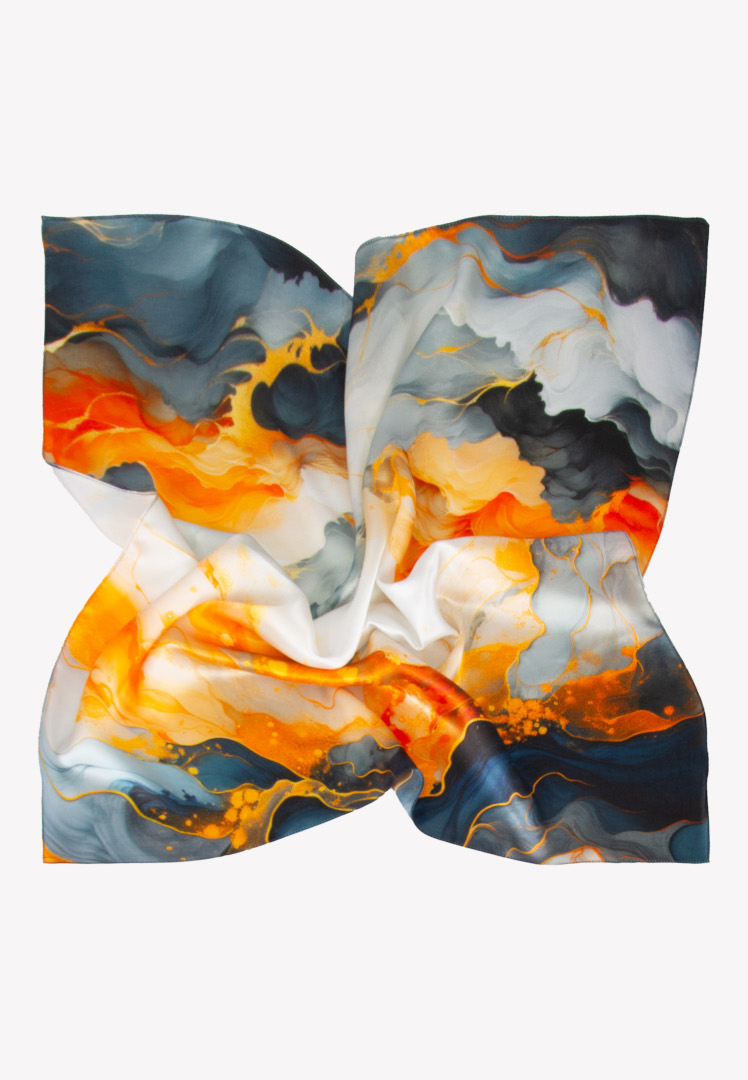 Small silk scarf blue color explosion 53cm x53cm image 2