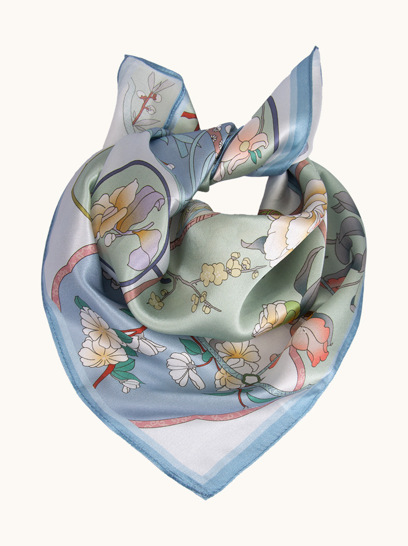 Blue silk gavroshka 53 cm x 53 cm image 1