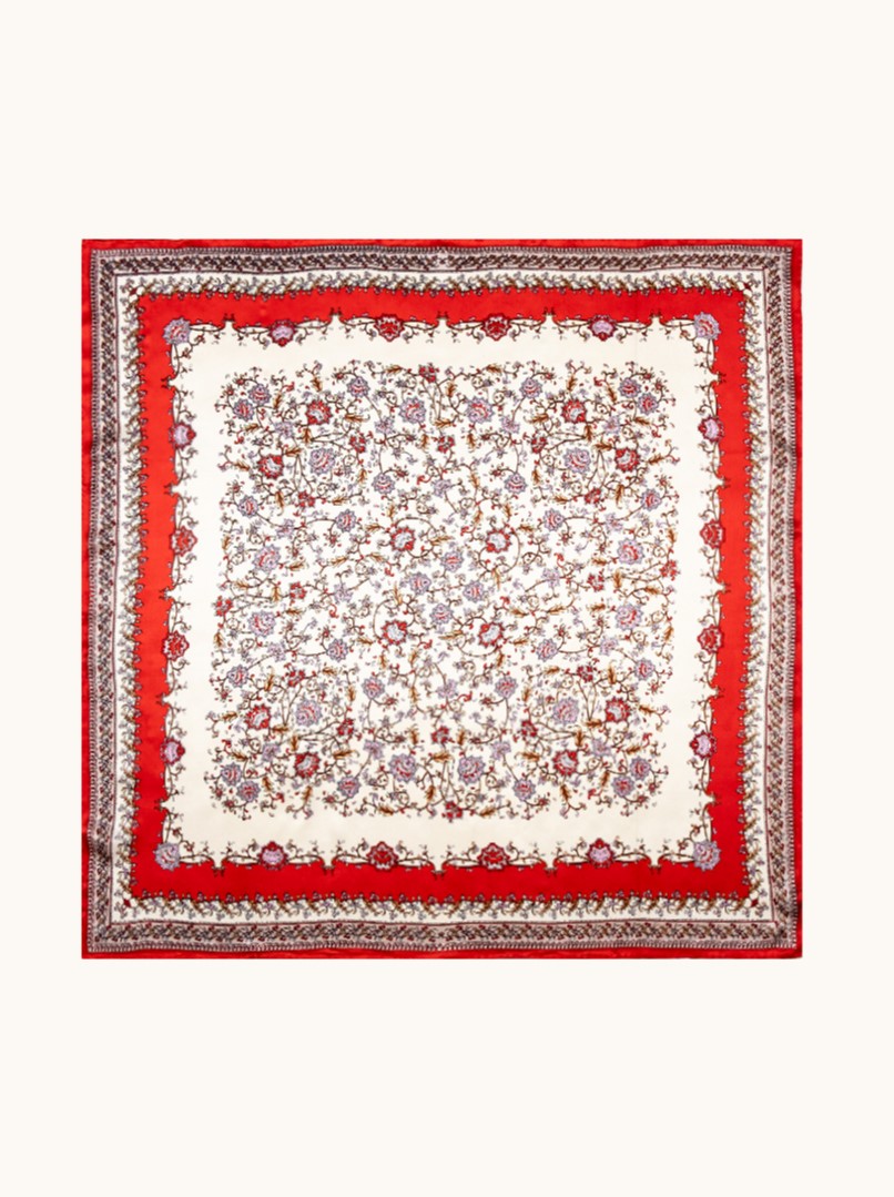 Large silk scarf with oriental pattern, 90 cm x 90 cm image 2