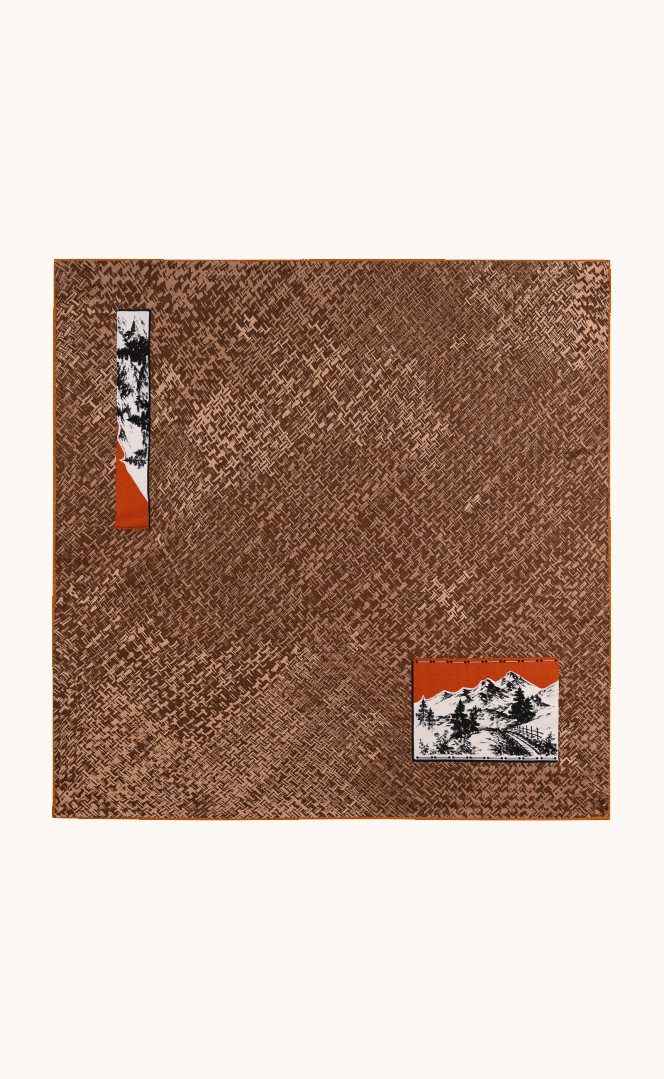 Wool and silk scarf with graphic motif 65x65 cm image 2