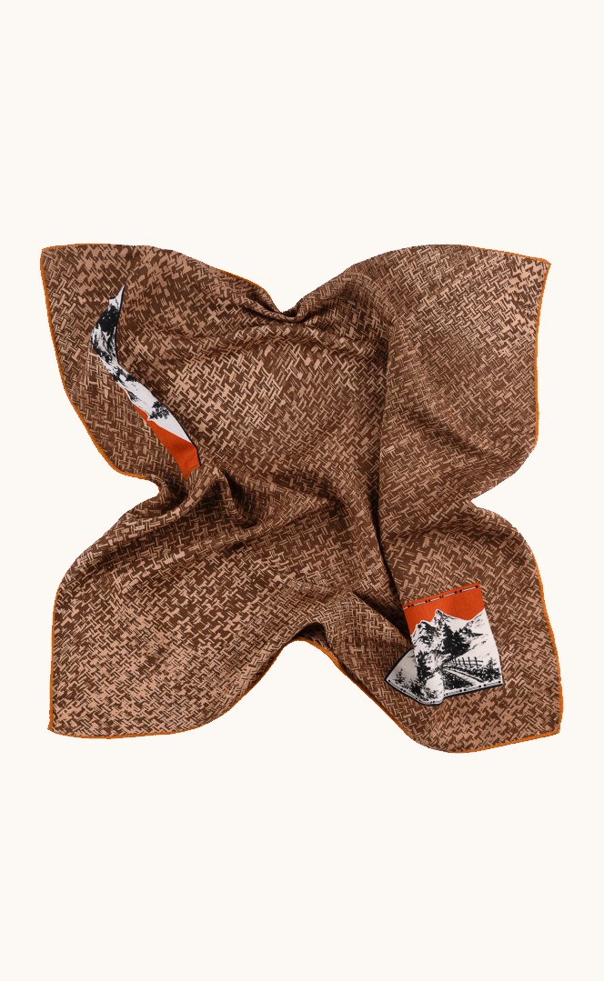Wool and silk scarf with graphic motif 65x65 cm image 3