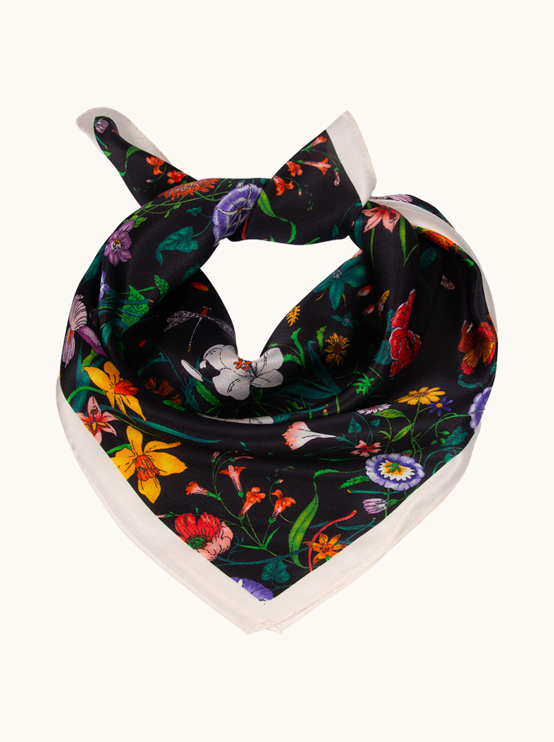 Floral silk scarf 53 cm x 53 cm  image 1