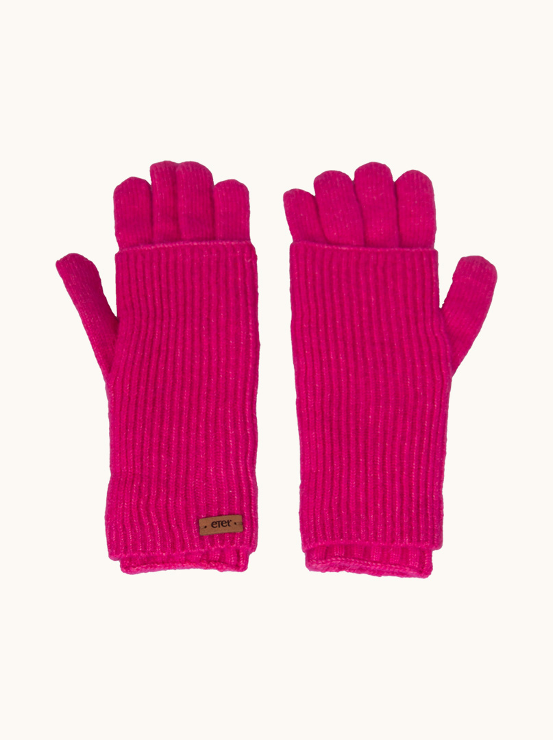 Wool gloves in fuchsia color image 3