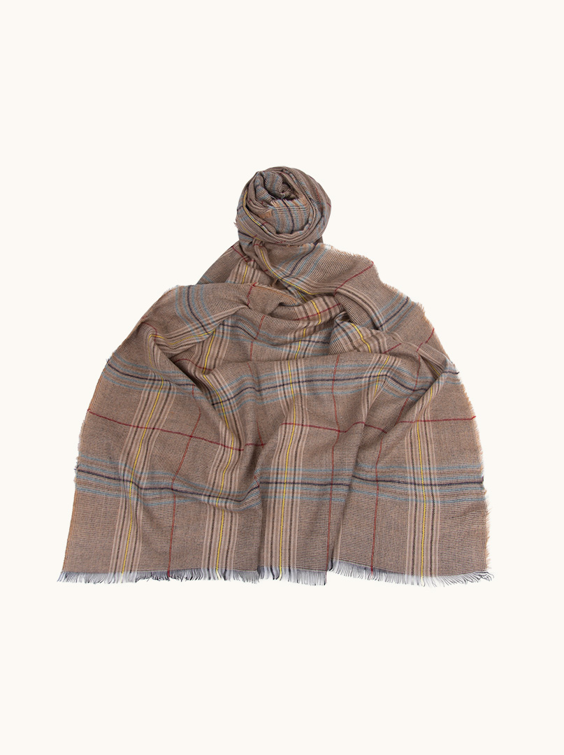 Warm gray scarf with wool, checked, 90cm x 200cm image 2