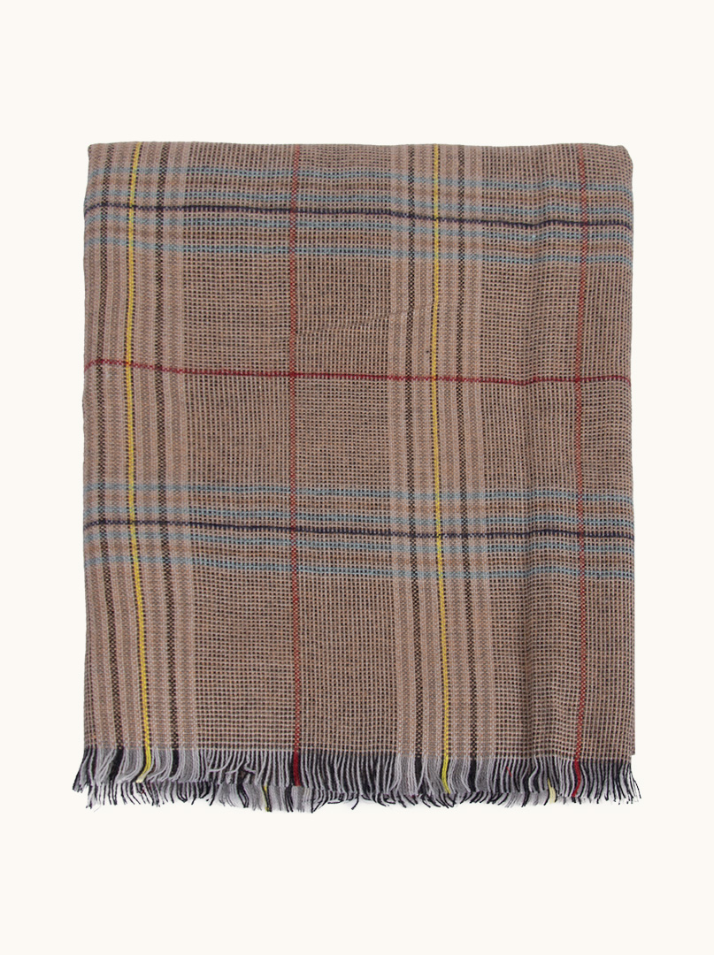 Warm gray scarf with wool, checked, 90cm x 200cm image 3