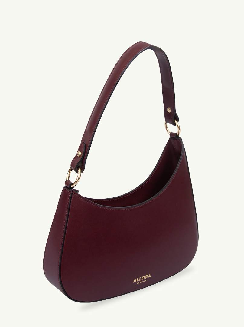 Women's Allora leather shoulder bag in burgundy PREMIUM color image 1