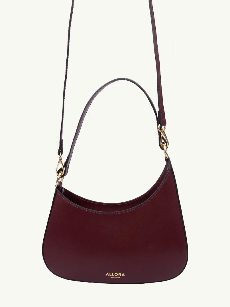 Women's Allora leather shoulder bag in burgundy PREMIUM color image 4