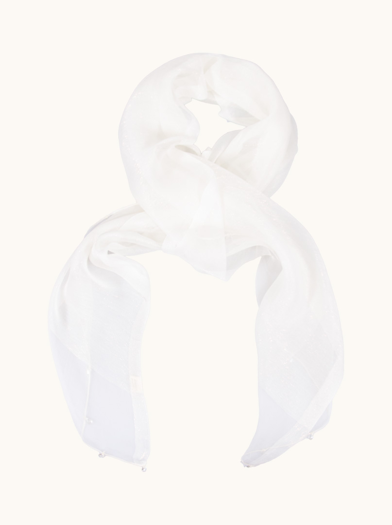 Pearl evening shawl with decorative beads 65cm x 185cm image 1