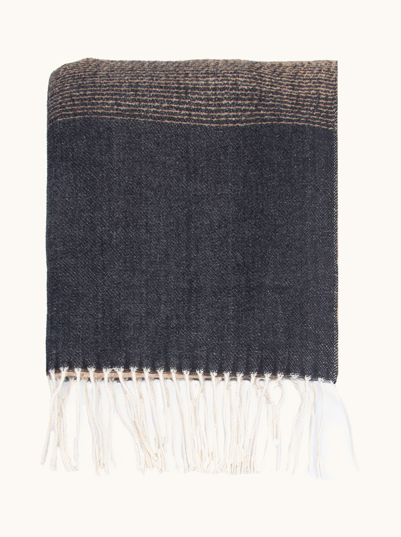 Beige scarf with pepita pattern 70 cm x 200 cm 100% wool image 2