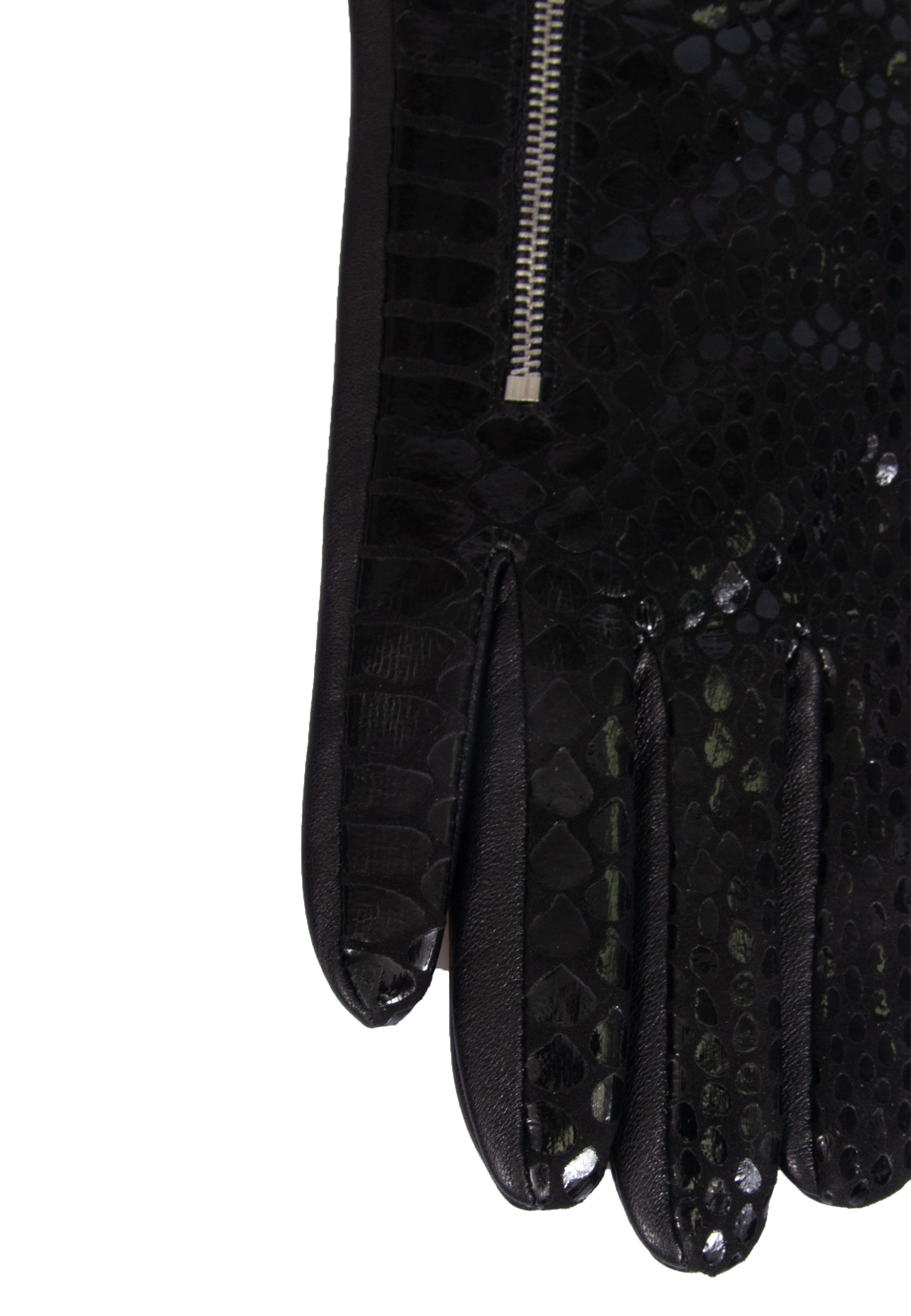 Black elegant gloves with decorative zipper image 3