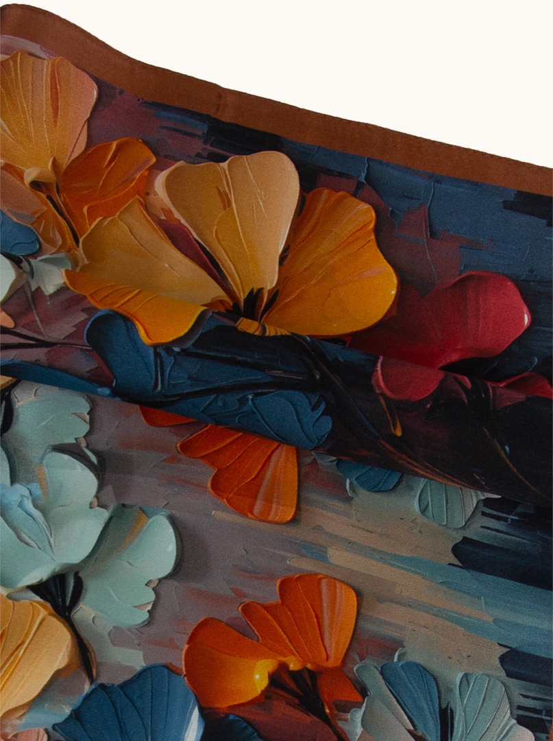 Silk gavroche with painterly flower pattern 53 cm x 53 cm image 1