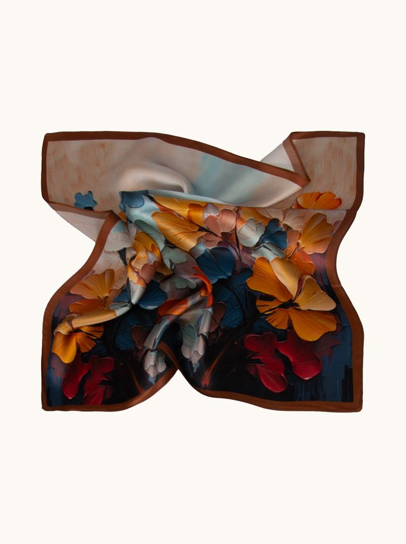 Silk gavroche with painterly flower pattern 53 cm x 53 cm image 4