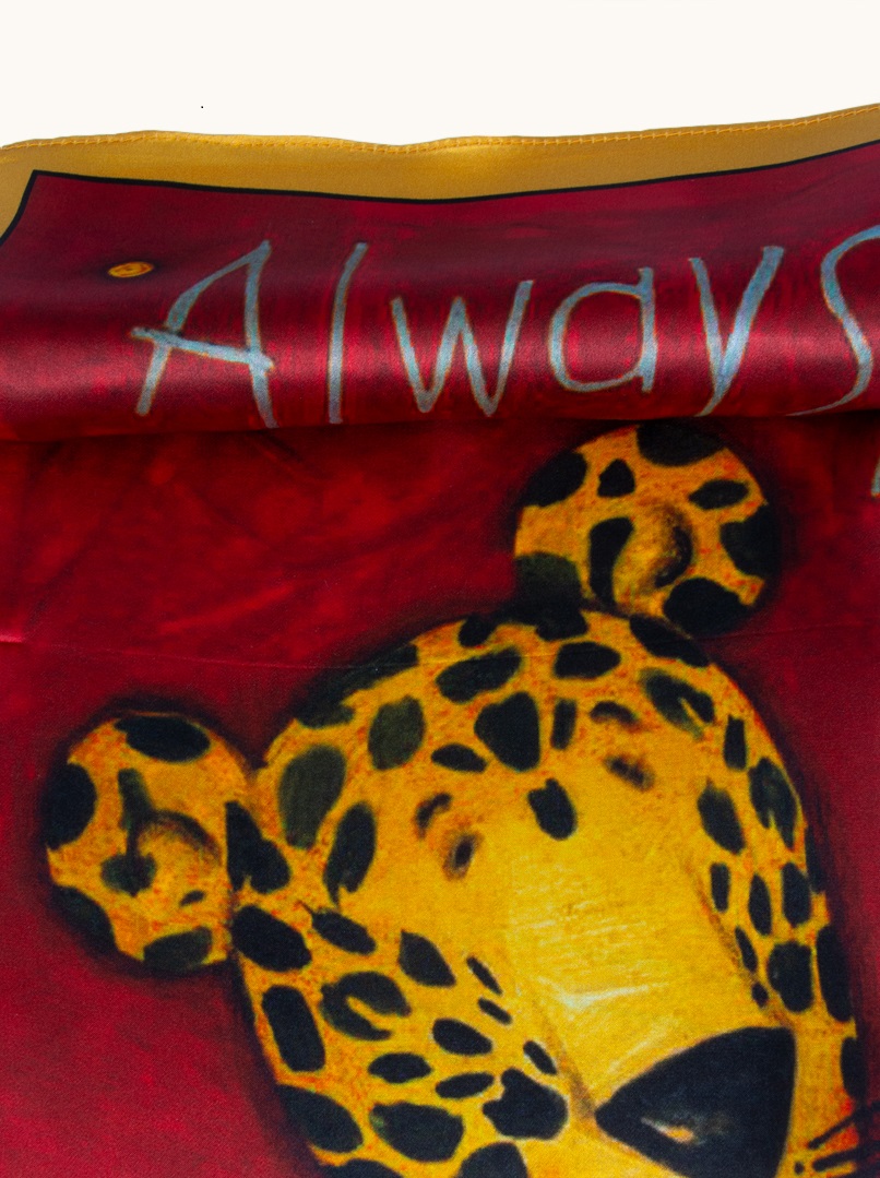 Small red cheetah silk scarf 53cm x53cm image 4