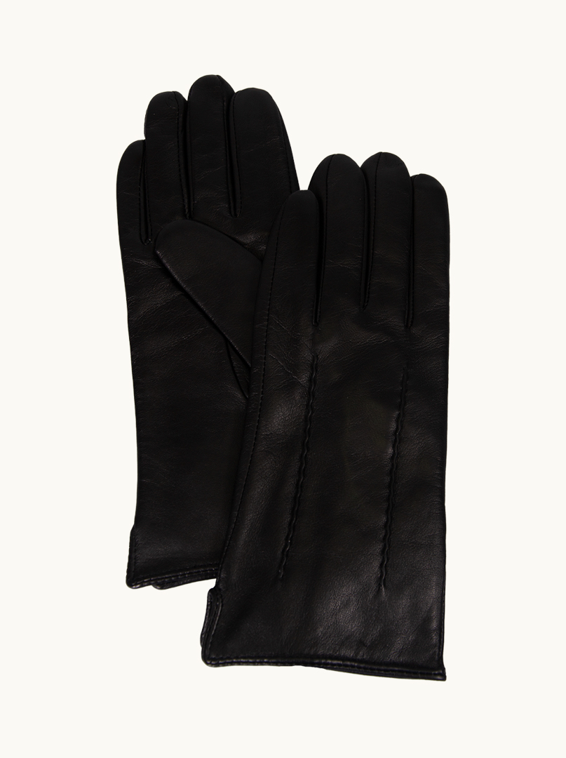 Leather classic gloves insulated with wool image 1