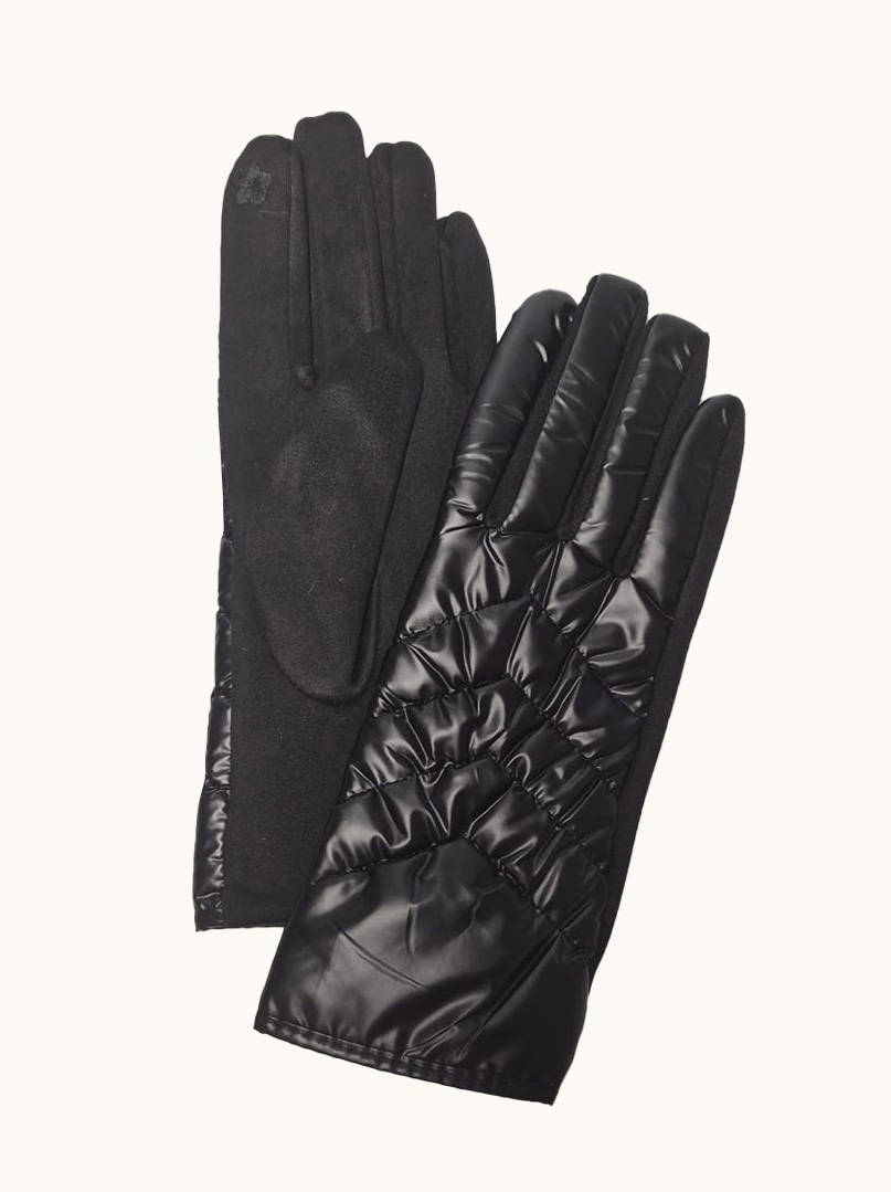 Women's knitted gloves, quilted, elegant, black image 1