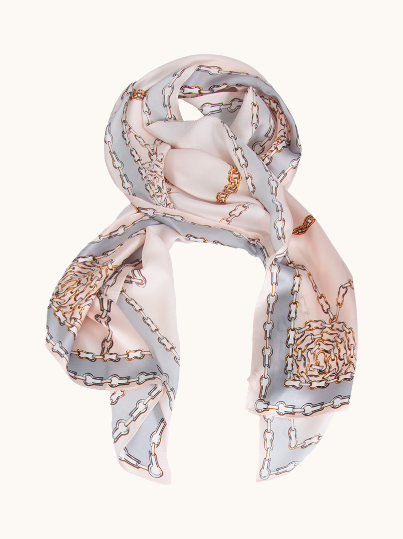 Pink silk scarf with chains 55cm x 175cm image 1