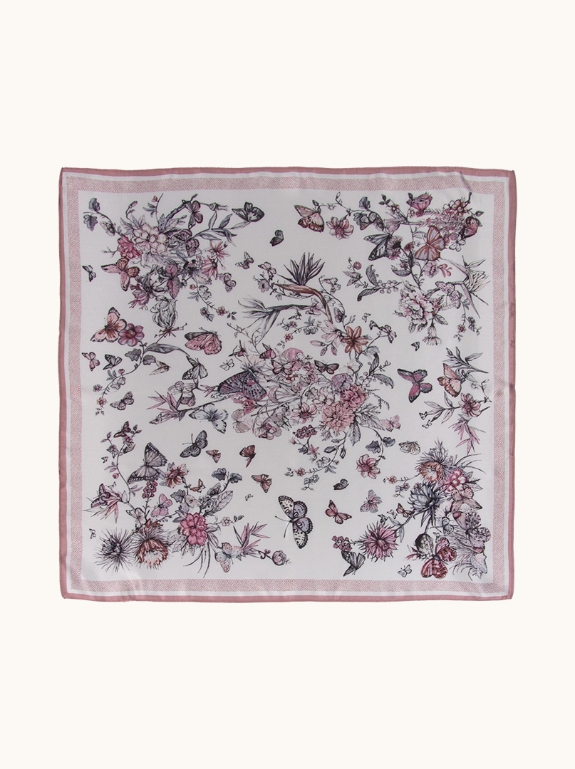 Silk scarf with butterflies 70 cm x 70 cm PREMIUM image 3