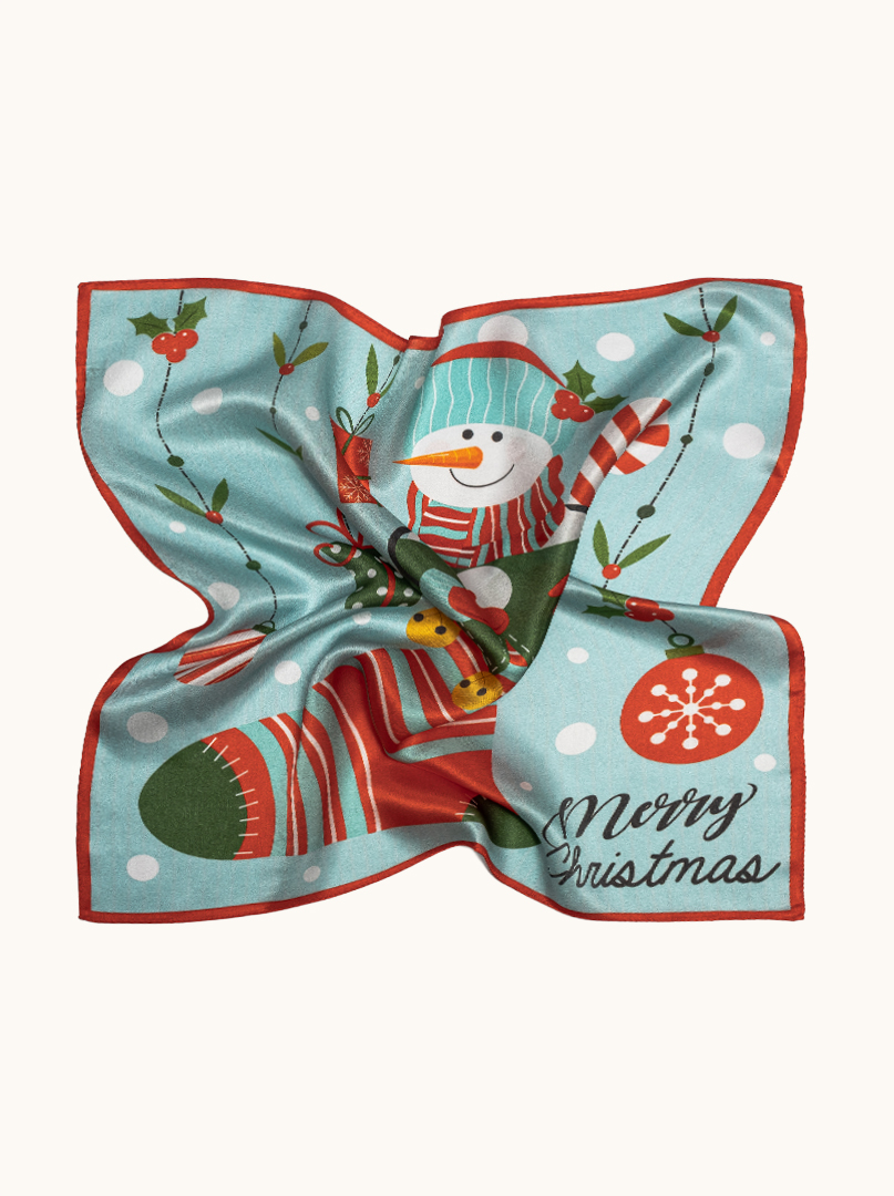 Small women's silk scarf with herringbone pattern, 53 cm x 53 cm image 3