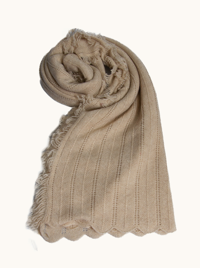 Exclusive cashmere brown with frill 50 cm x 220 cm PREMIUM  image 2