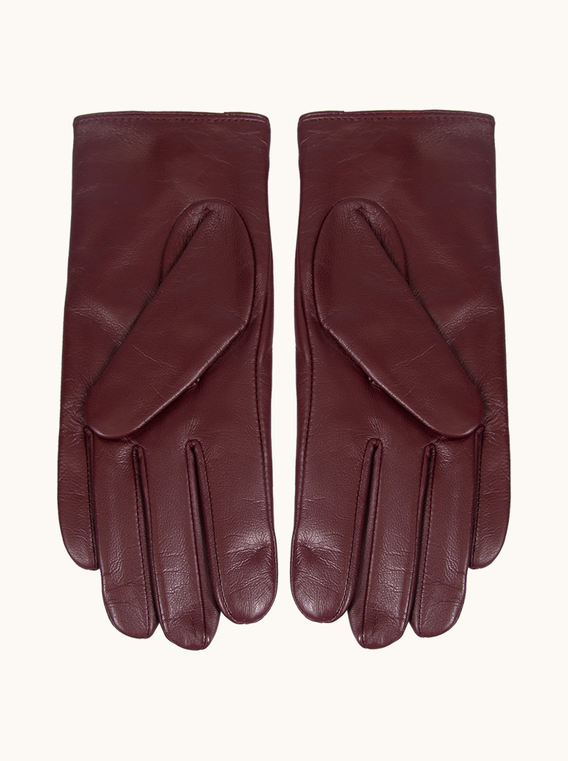 PREMIUM burgundy leather gloves with clasp. image 4