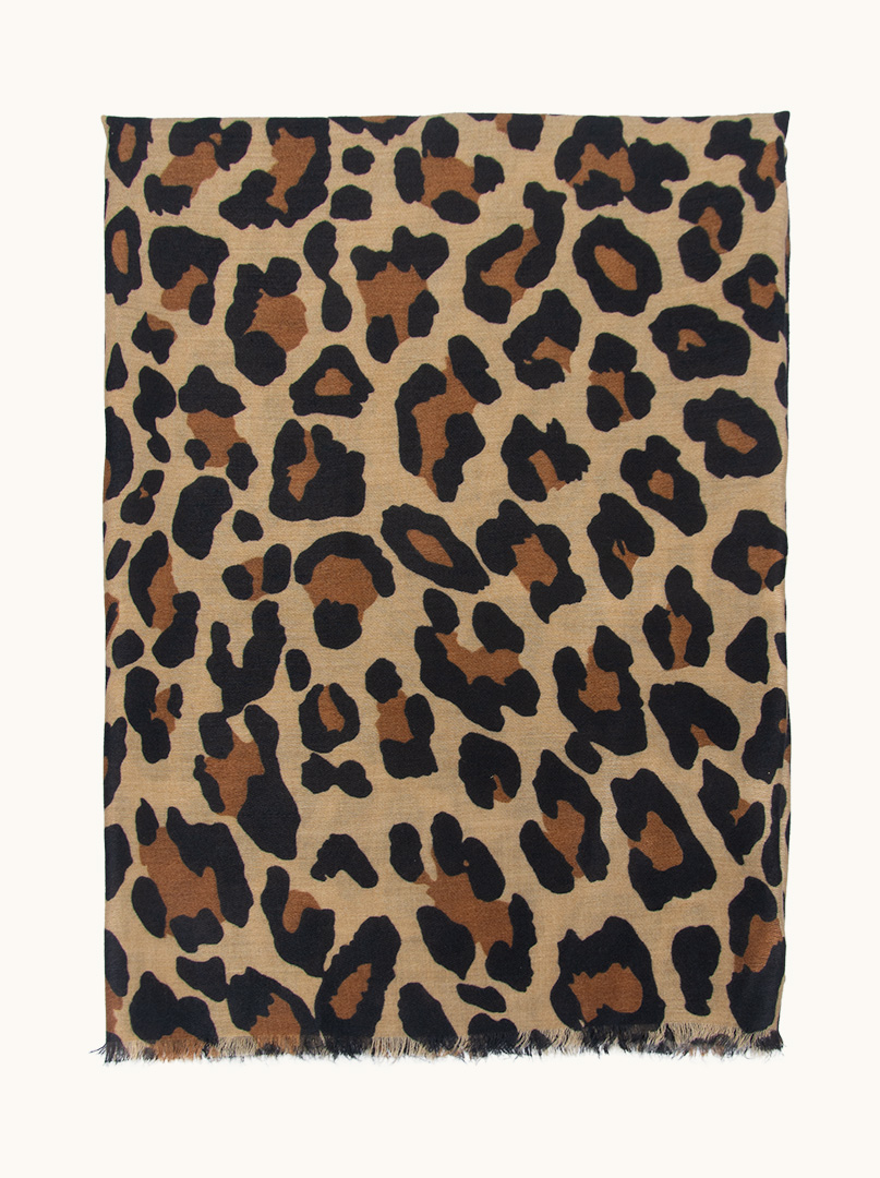 Viscose scarf with animal motif in caramel spots 90cm x 180cm image 4