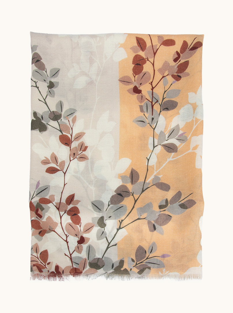 Scarf 100% wool with nature motif 95 cm x 210 cm PREMIUM image 2