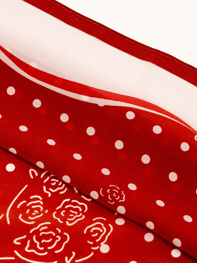 Brown silk scarf with geometric patterns 68cm x 68cm image 4
