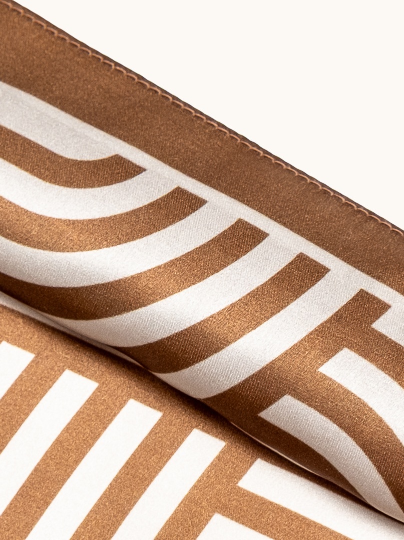 Brown silk scarf with geometric patterns 68cm x 68cm image 4