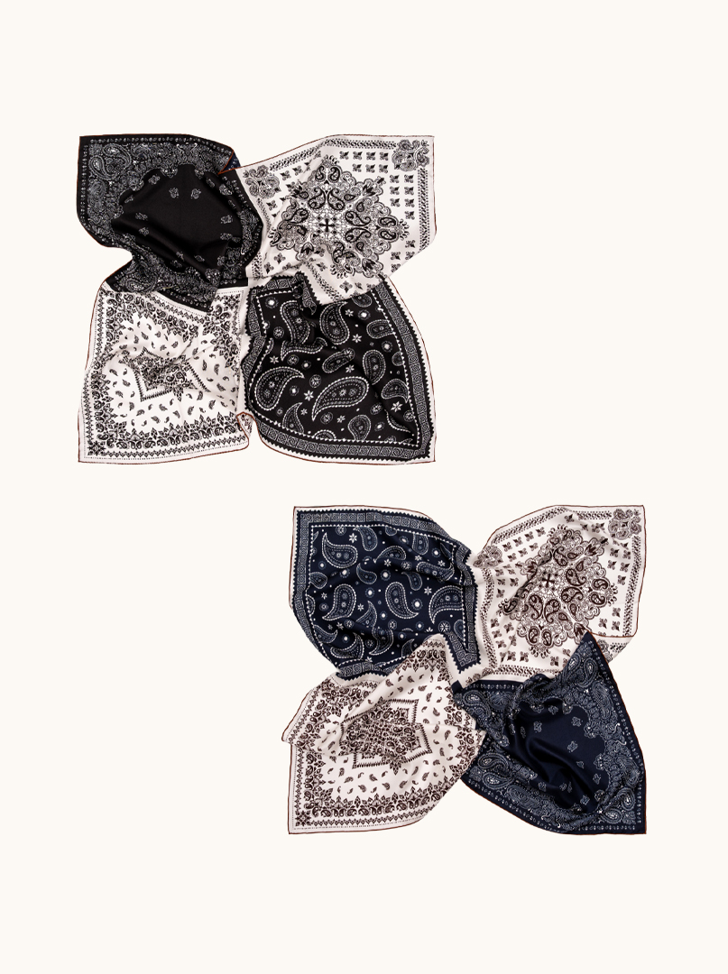Large silk scarf with oriental pattern, 90 cm x 90 cm image 2