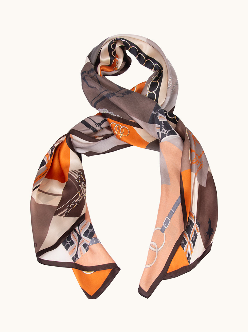 Silk scarf with chains 55 cm x 170 cm image 1