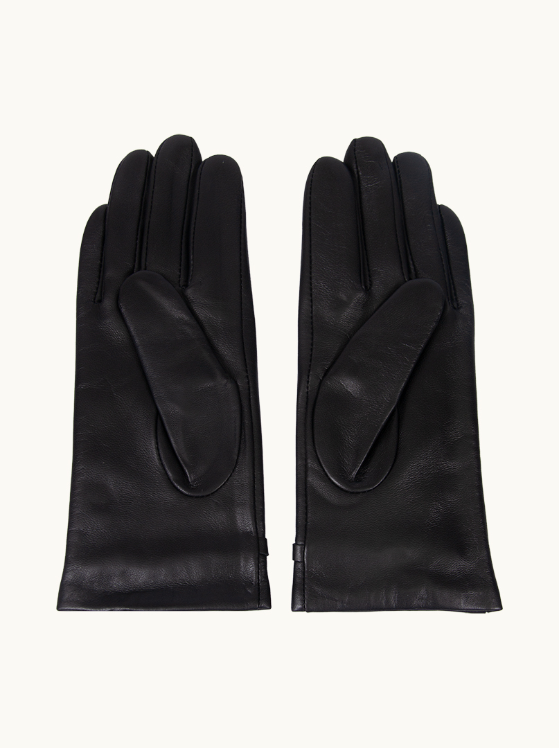 Black leather gloves with decorative chain PREMIUM image 4