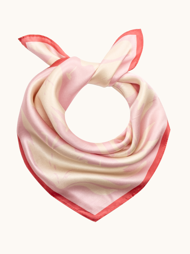 Small women's silk scarf with herringbone pattern, 53 cm x 53 cm image 1