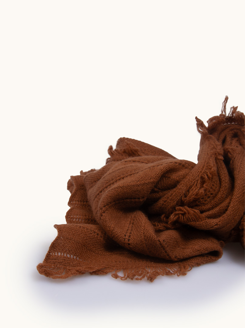 Exclusive cashmere brown shawl 60 cm x 220 cm PREMIUM image 3