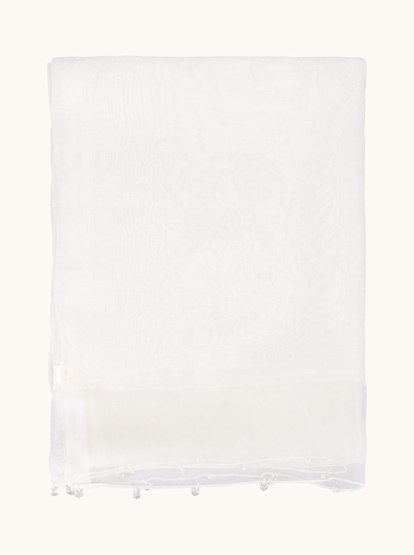 Pearl evening shawl with decorative beads 65cm x 185cm image 4
