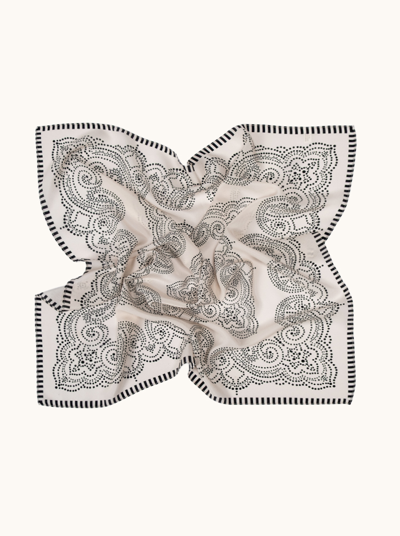 Brown silk scarf with geometric patterns 68cm x 68cm image 4