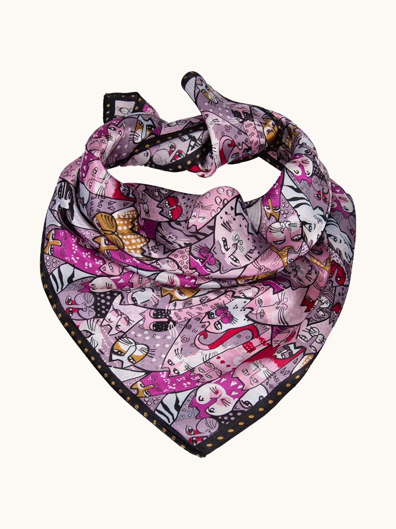 Cat silk gavroche 53cm x 53 cm image 1