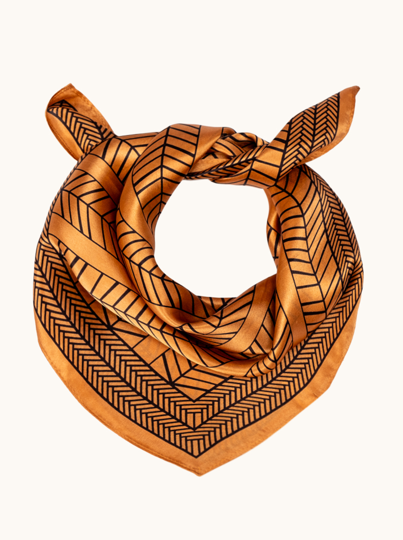 Small women's silk scarf with herringbone pattern, 53 cm x 53 cm image 1