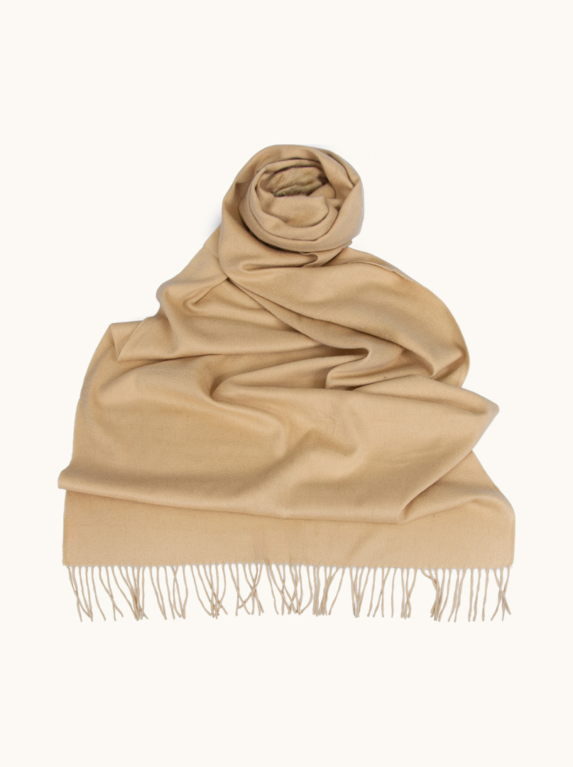 Scarf 100% wool warm beige 70 cm x 180 cm image 1