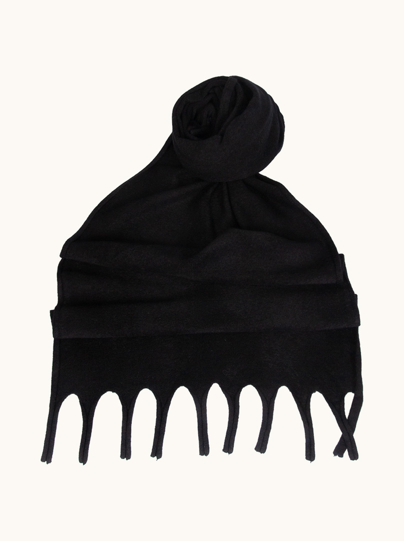 Black scarf with tassels 55 cm x 280 cm image 1
