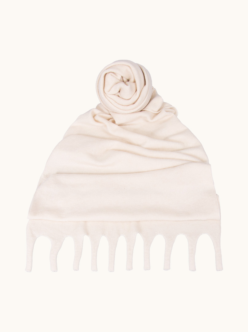 Cream scarf with tassels 55 cm x 280 cm image 1