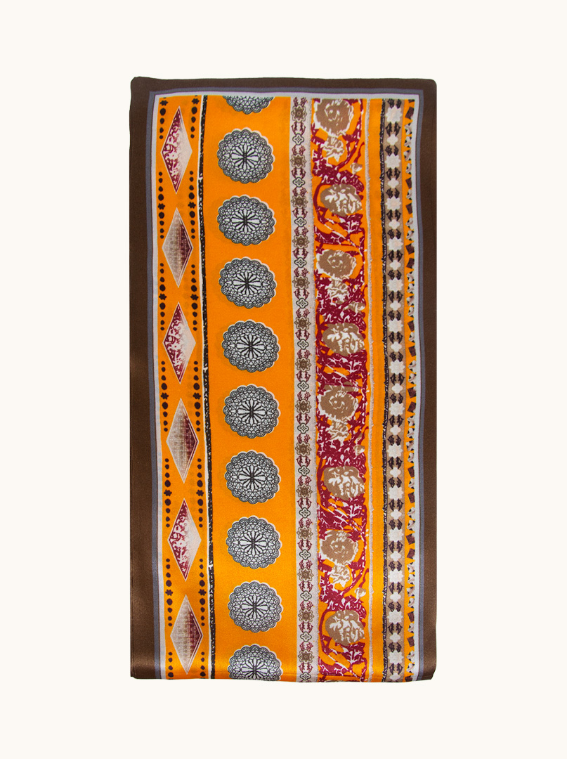 Two-sided silk scarf in oriental pattern 15cm x 145cm image 4