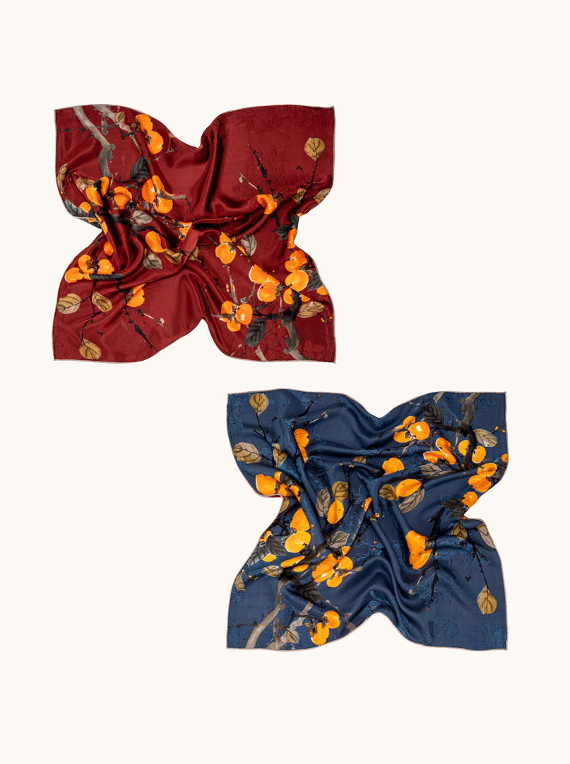 Double-sided silk scarf Lemon Garden 68cm x 68cm image 4